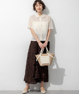 23区 L 【先行予約/見上愛さん着用/WEB&一部店舗限定カラーあり】シアー ポロニット アイボリー系