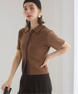 WEGO 【ANGIE VINTAGE/サマーニット】フロントホックポロニット ブラウン