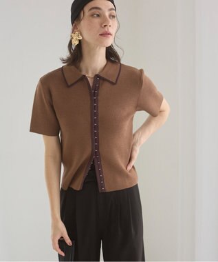 WEGO 【ANGIE VINTAGE/サマーニット】フロントホックポロニット ブラウン