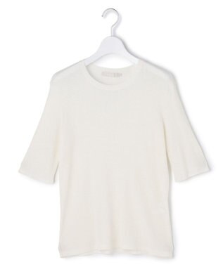 ICB L 【先行予約】 リネンブレンドシアー クルーネックリブニット オフホワイト