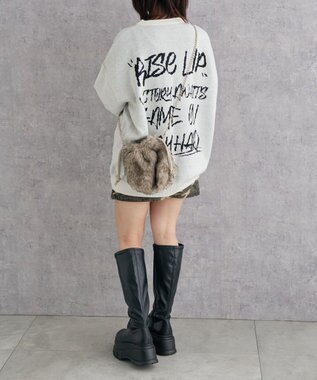 WEGO ファー巾着チェーンショルダー グレーその他