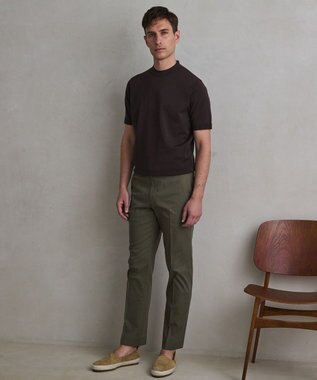 GOTAIRIKU 綿とポリのいいとこどり【洗濯機可】テーラード DRESS BIZ ニットTシャツ ダークブラウン系