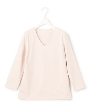 ICB 【洗える】スーペリアジャージー Vネックカットソー ピンクベージュ系