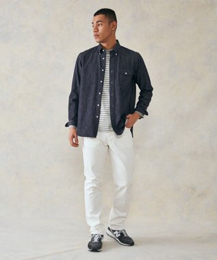 J.PRESS MEN デニムルックツイルシャツ/B.D ネイビー系