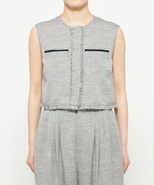 uncrave リネンライクツイル ジレブラウス グレー