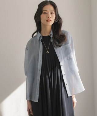 組曲 エアリーボイルシアー シャツ シャンブレーブルー系