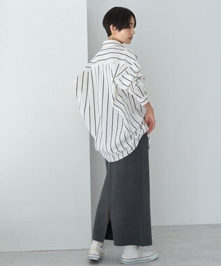 AMERICAN HOLIC ドビーストライプロングシャツ Ivory