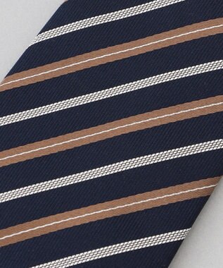 GOTAIRIKU  GOTAIRIKU別注【日本製】シルク ネクタイ_レジメンタル柄 ネイビー×ブラウン×グレー