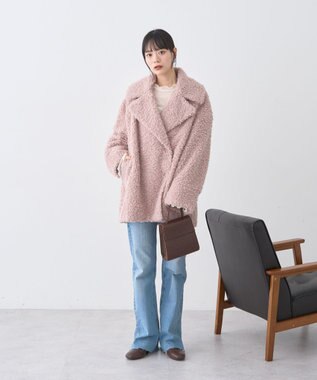 earth music&ecology ループファーコート Pink Beige