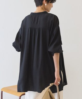 AMERICAN HOLIC 楊柳バンドカラーシャツ Black