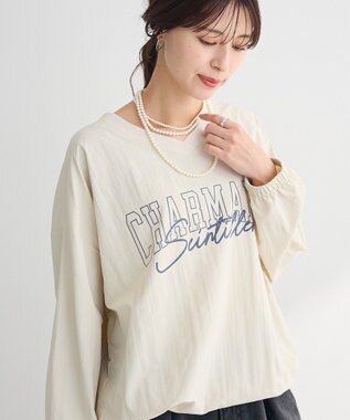 Green Parks ナイロンロゴＶネックプルオーバー Ecru