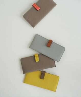 Atelier nuu 日本製 本革 バイカラーnoble スマートロングウォレット アイスグレー×キャメル