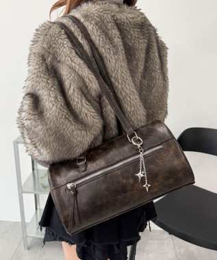 WEGO キラキラチャーム付きドラムボストンバッグ