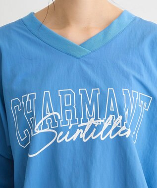 Green Parks ナイロンロゴＶネックプルオーバー Blue