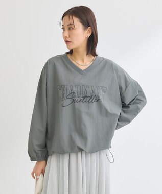 Green Parks ナイロンロゴＶネックプルオーバー Light Gray