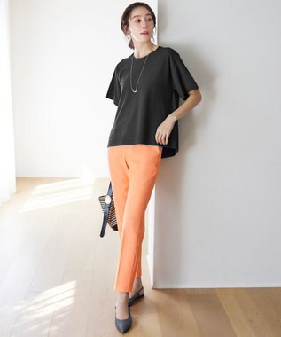 自由区 S 【接触冷感・UVカット・洗える】クレープストレッチAライン ニット バーント