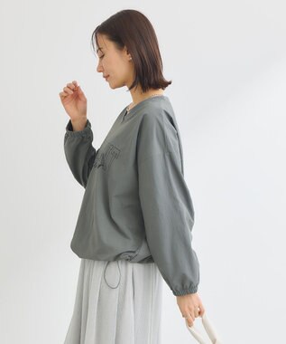 Green Parks ナイロンロゴＶネックプルオーバー Light Gray