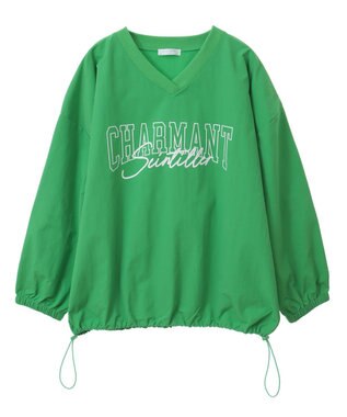 Green Parks ナイロンロゴＶネックプルオーバー Light Khaki
