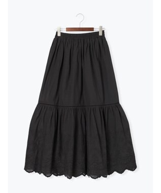 Te chichi エンブロイダリーティアードスカート チャコールグレー