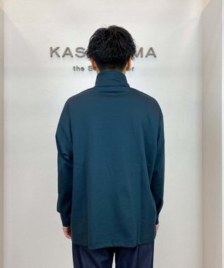 KASHIYAMA 【シルケット加工】コットンタートルネックカットソー ディープグリーン