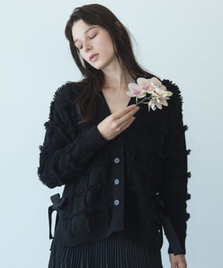  【カトリエムブーケ】Check frange フリンジカーディガン
