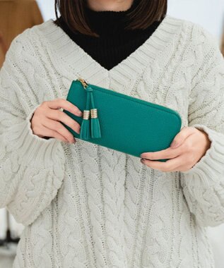 Atelier nuu 日本製 タッセルレザー loop ロングウォレットS グリーン