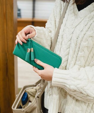Atelier nuu 日本製 タッセルレザー loop ロングウォレットS グリーン