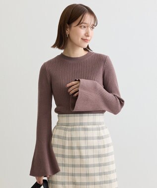Green Parks ・ｓｗｉｎｇ　ｂｙ　ベルスリーブクルーリブニット Mocha