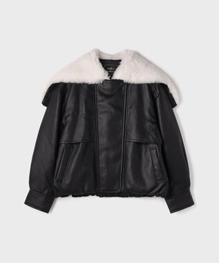 GRACE CONTINENTAL フェイクレザーボンバージャケット ブラック