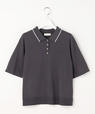 ANY SIS S 【アイスタッチ】ポロ ニット スレート×オフ