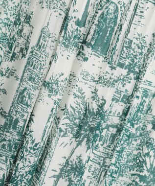 自由区 【カタログ掲載・洗える】ランドスケーププリント スカート ボトルグリーン