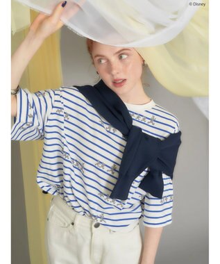 AMERICAN HOLIC 発砲プリントボーダーＴシャツ／Ｄｉｓｎｅｙ Border Ivory