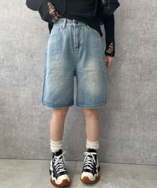 WEGO ワイドハーフデニムパンツ デニム