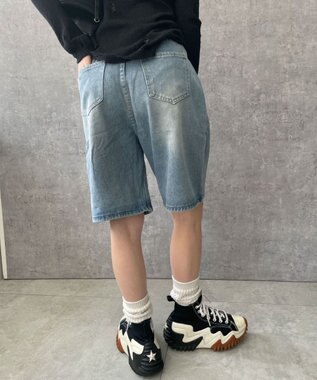 WEGO ワイドハーフデニムパンツ デニム