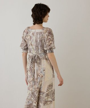 GRACE CONTINENTAL スカーフプリントドレス ベージュ