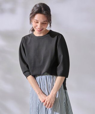 ANY 【洗濯機可】パフスリーブニットプルオーバー チャコール