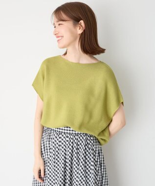 ANY 【洗濯機可/アンチピリング/UVカット】アクリルガーターフレンチスリーブニット アップルグリーン