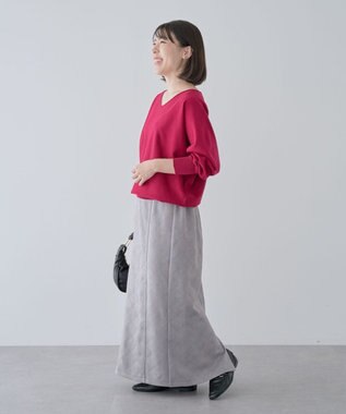 Green Parks 洗える　Ｖネックドルマンニットプルオーバー Rose