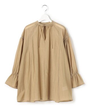 23区 【先行予約】リネンミックスシアースラブ ギャザーブラウス ベージュ系