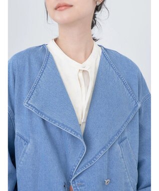 earth music&ecology ビッグカラーショートジャケット Light Indigo