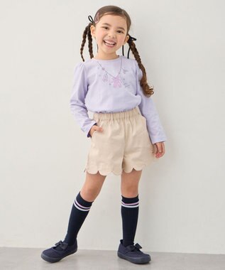 ANY KIDS 【洗濯機可能】スカラップショートパンツ ライトベージュ