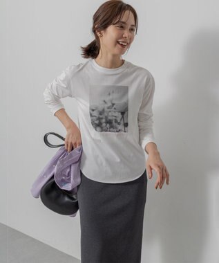 組曲 S 【加藤ローサさん着用】プリントロング Tシャツ フォトホワイト系9