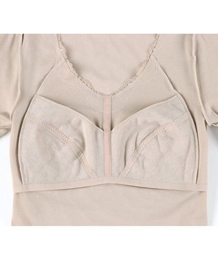 Wing カップ付きあったかインナー オーガニックコットン混(身生地部) ムレにくい 【綿の贅沢 オーガニック】 5分袖 半袖 秋 冬 ET4533 ウイング／ワコール ベージュ