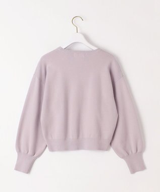 ANY SIS S 【洗える】ロゴ刺繍 ニット ラベンダー×ライトグレー