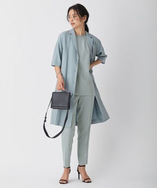 ICB 【洗える】 Unleash  半袖ロングジャケット ジェイドグレー系