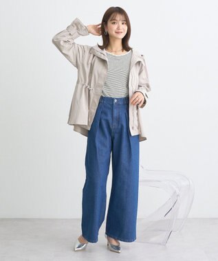 earth music&ecology ドロストペプラムマウンテンパーカー Gray Beige