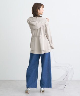 earth music&ecology ドロストペプラムマウンテンパーカー Gray Beige