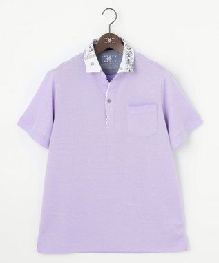 JOSEPH ABBOUD 【愛されて20年！オーガニックコットン使用】 バンダナプリント ダディ ポロシャツ ライラック系