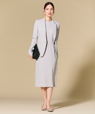 BEIGE， 【セットアップ対応】CINDY / クルーネックドレス L.Grey × White