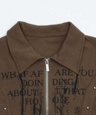 WEGO WジップスタッズクロップドSSトップス カーキ